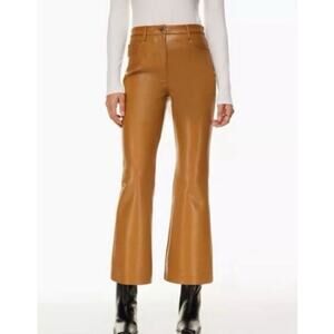 Aritzia Wilfred The Melina Kick Flare Pant Brown Faux Leather 8